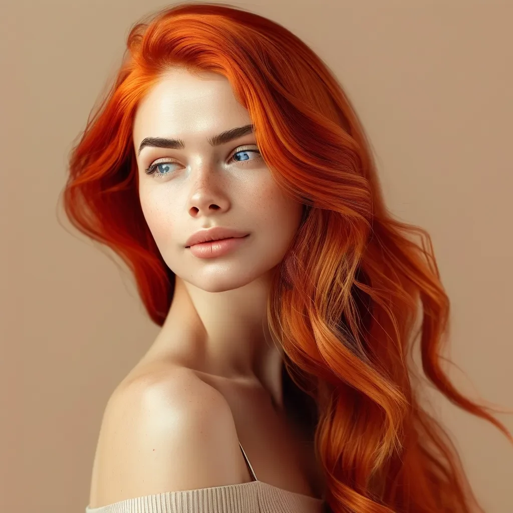 natural beautiful red hair woman