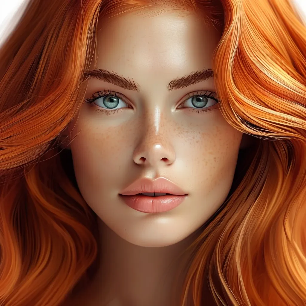 natural beautiful red hair woman