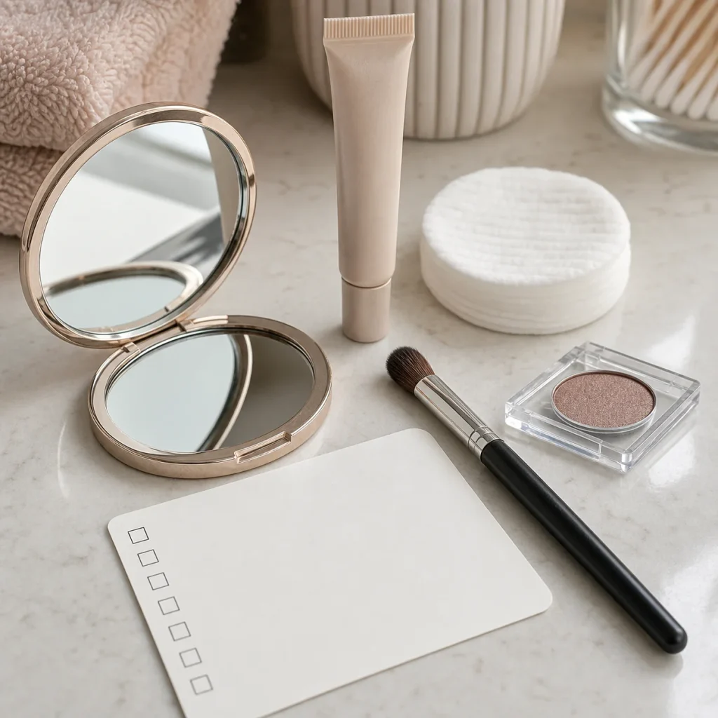 eyeshadow primer application and hygiene setup