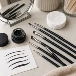 eyeliner brush shape comparison setup