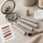 eyeshadow stick formula and shade comparison setup