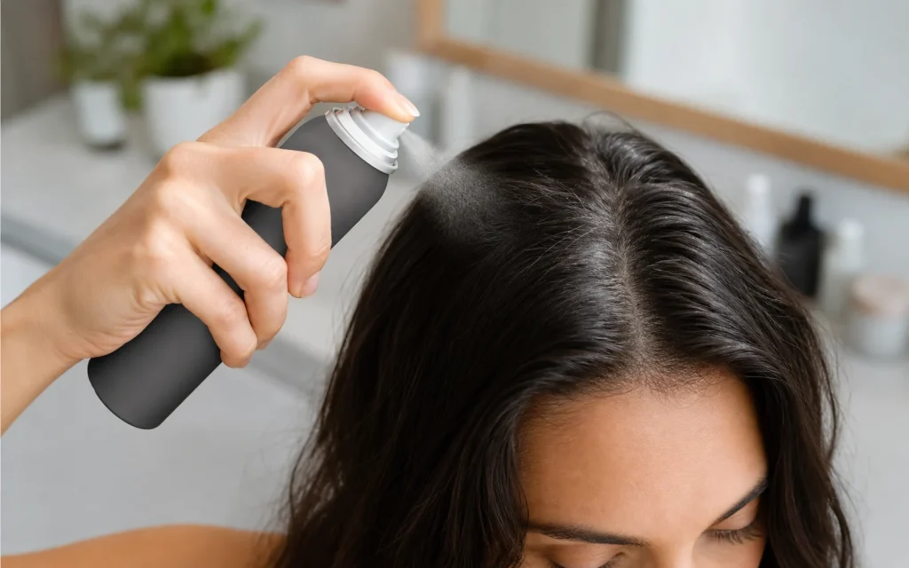 dry shampoo for dark hair root application