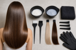 Unbranded hair care setup for Clear Hair Gloss: Shine Goal, Processing Directions, and Upkeep