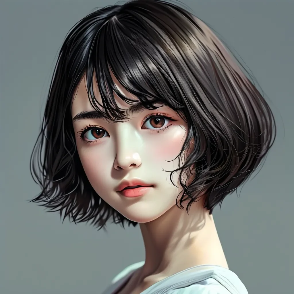 beautiful ai japanese bob hair girl portrait