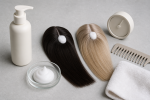 Unbranded hair care setup for Foam Dry Shampoo: Application Amount, Drying, and Residue Checks