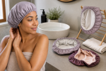 Unbranded hair care setup for Reusable Shower Caps: Seal, Lining, Size, and Drying