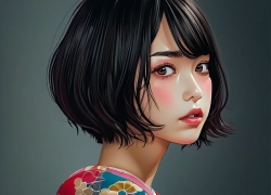 Stunning AI-Generated Portrait of a Japanese Girl with a Bob Haircut