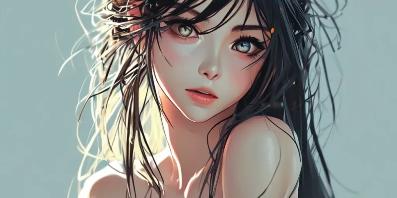 Charming Anime Girl with Wild Messy Hair