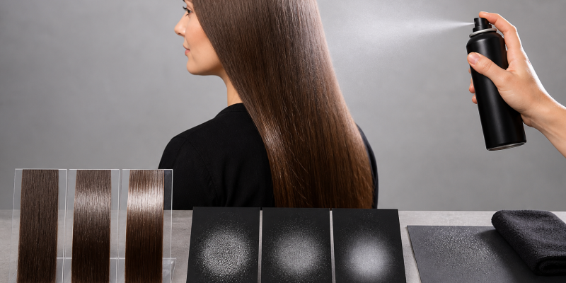 Hair Shine Sprays: Droplet Size, Finish, and Surface Overspray