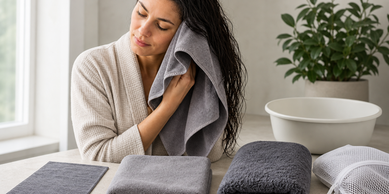 Microfiber Hair Towels: Fabric Weight, Size, and Washing